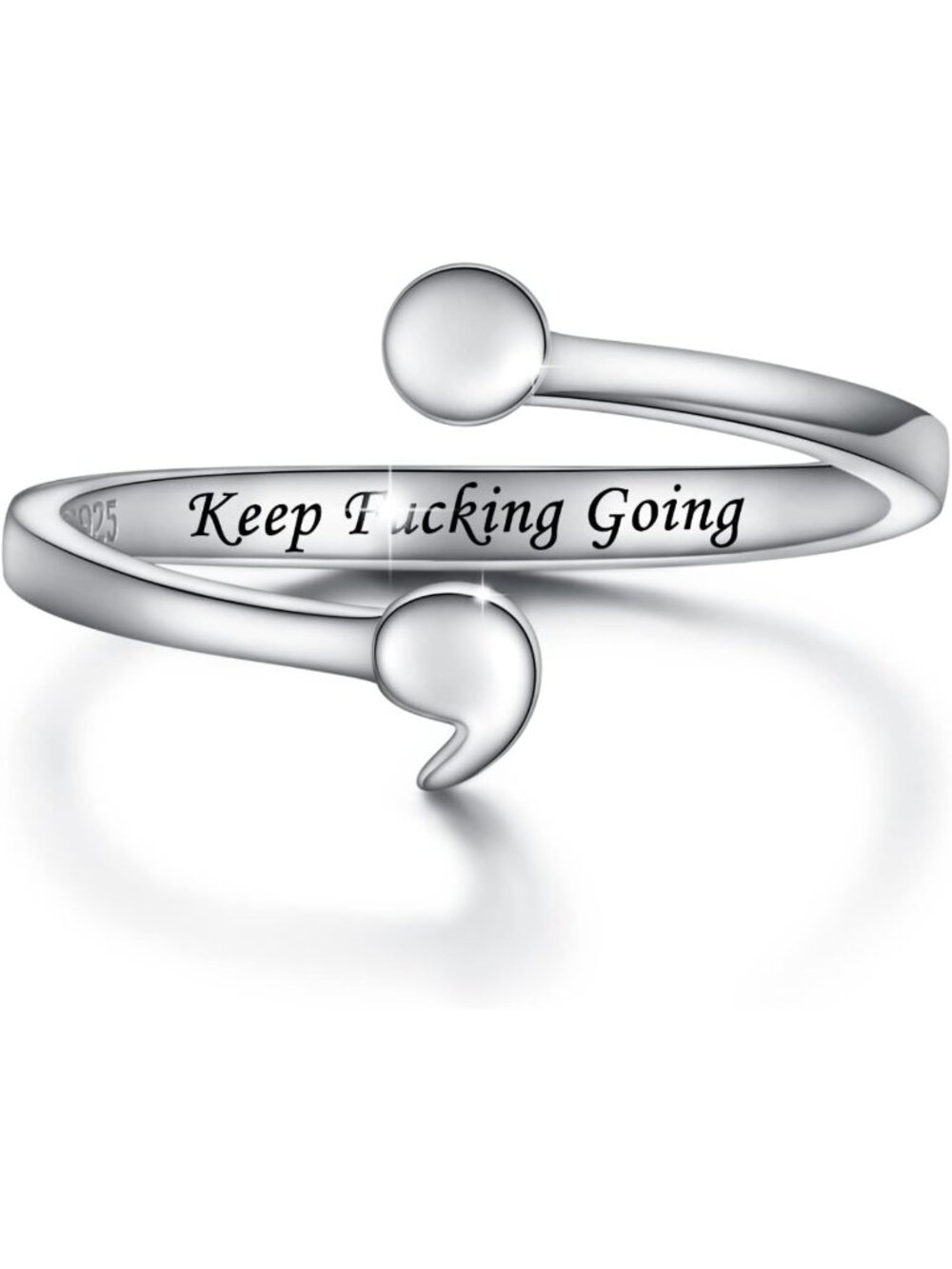 Sterling Silver Semicolon Ring - Elegant Women's Jewelry, Meaningful Gift